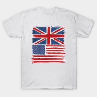 USA and Uk Flag T-Shirt